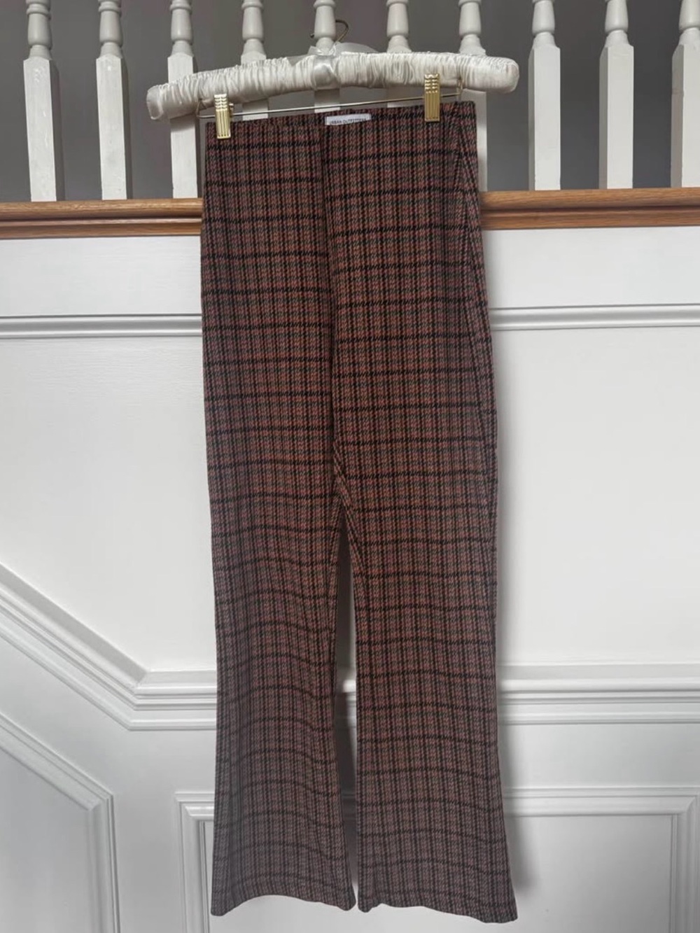 Urban Outfitters Houndstooth Plaid Pants in Rust & Black